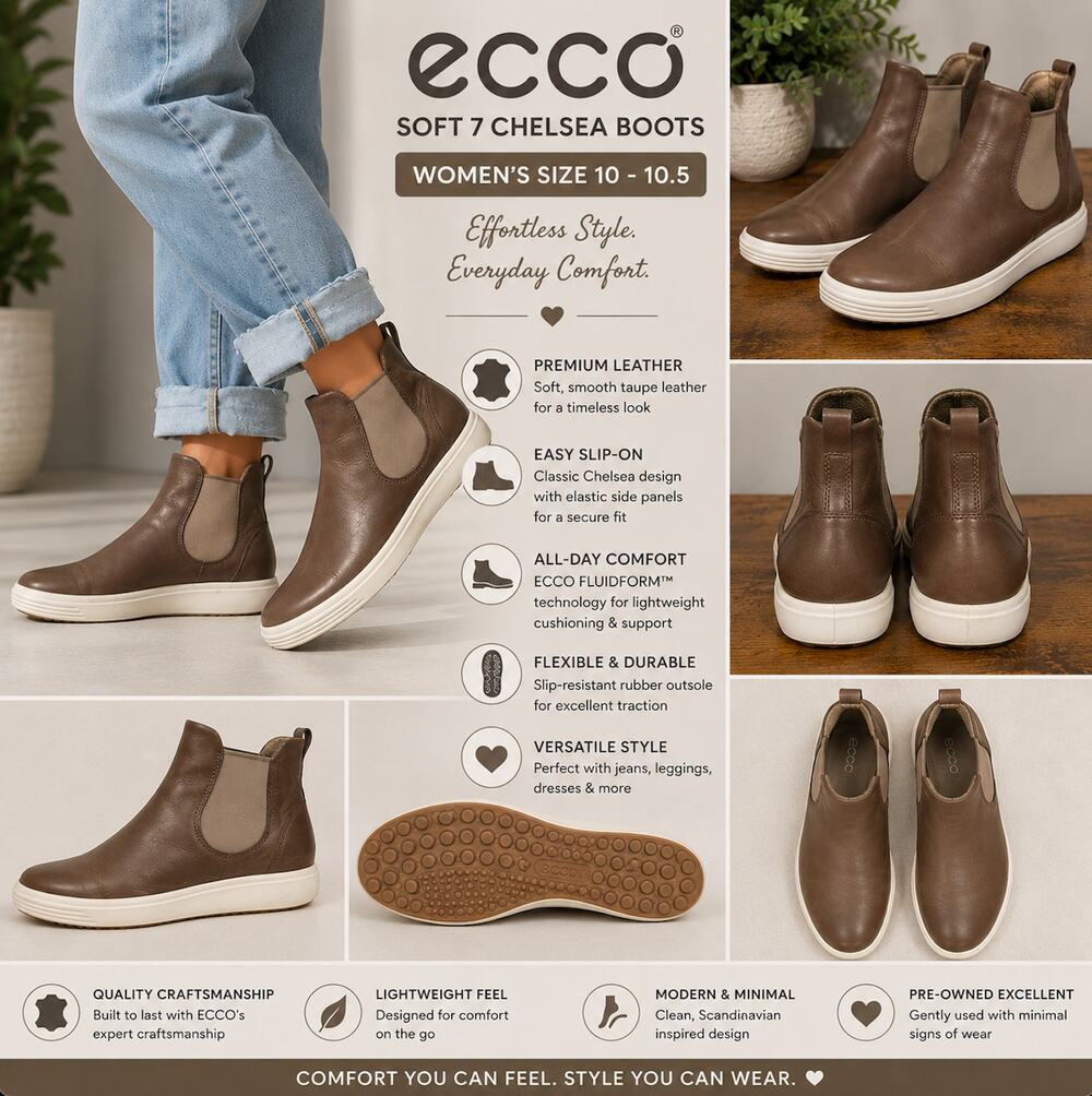 🤎 ECCO Soft 7 Chelsea Boots – Women's Size 41 / US 10-10.5